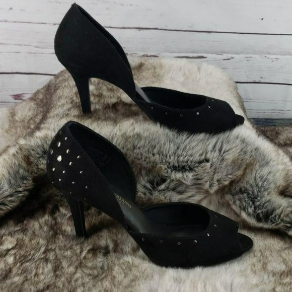 Christian Siriano Suede Studded‎ Black Heels - Picture 1 of 8